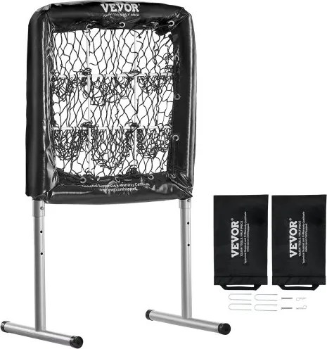 VEVOR Pitching Net Pitching Target Hoogte Verstelbaar 304,8 m / 406,4 mm / 508 mm, Honkbal & Softbal 9 Hole Trainingsuitrusting voor Jeugd en Volwassenen, Draagbaar Snelmontage Ontwerp Zwart