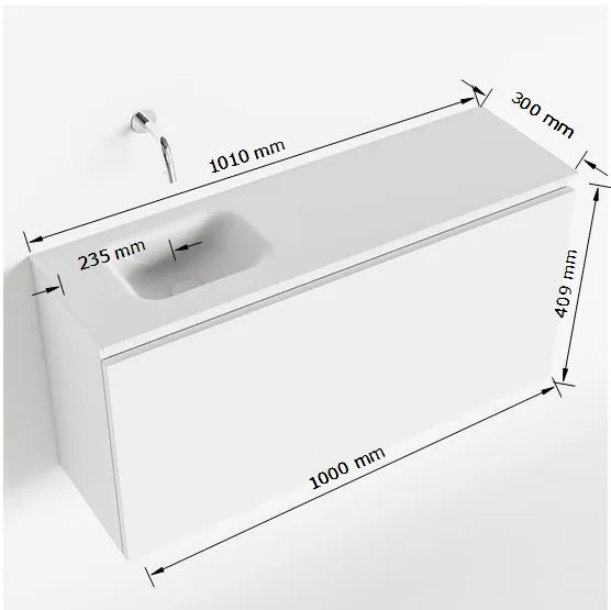 Mondiaz Olan 100cm toiletmeubel army met wastafel talc links 1 kraangat