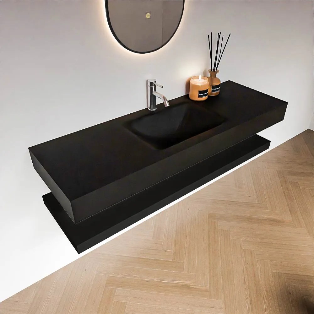 Zaro Alan badmeubel 140cm met planchet urban en vrijhangende wastafel cloud midden 1 kraangat urban