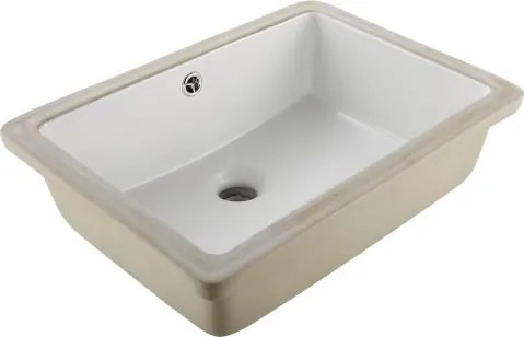 VEVOR Onderbouwwastafel, Handwasbak, 470 x 355 mm, Rechthoekige keramische spoelbak met overloopgat, Moderne onderbouwwastafel voor kleine ruimtes, Badkamerwastafel, Wit