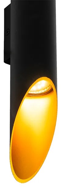 Moderne wandlamp zwart met gouden binnenkant 5,6 cm - Organo