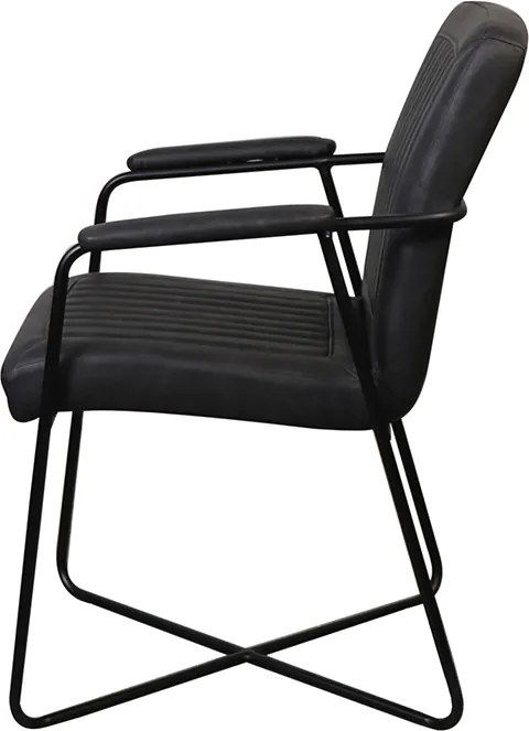 Eetkamerstoel - Henry - leer Vintage zwart