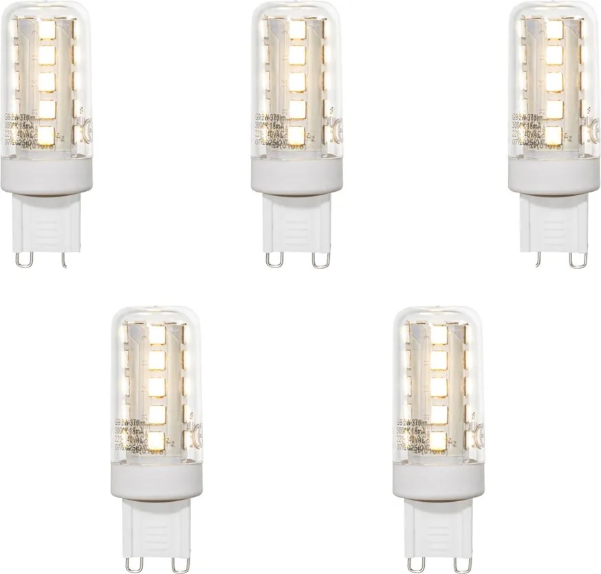 Set van 5 G9 LED lampen helder 2W 370 lm 3000K