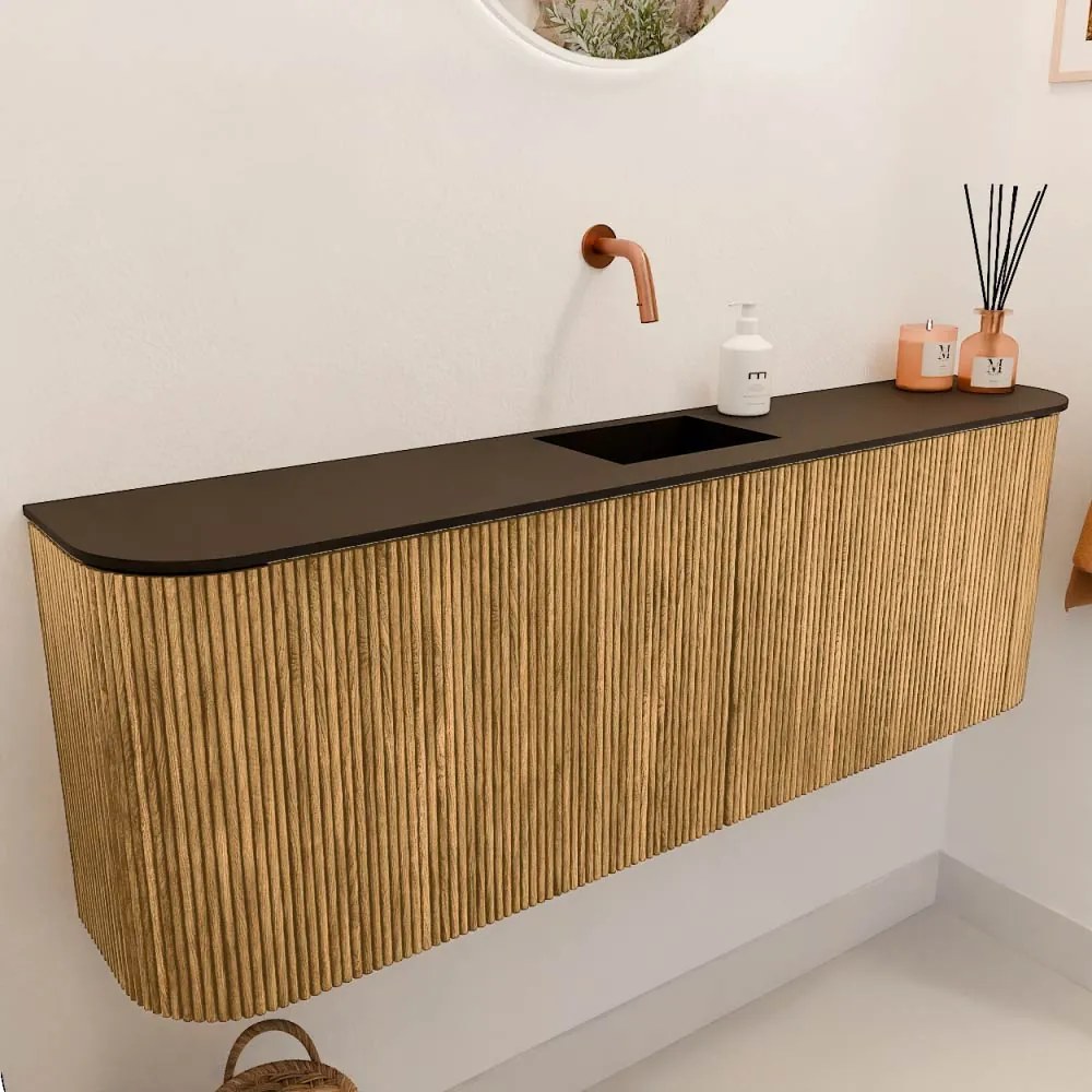 Mondiaz Joya 125cm toiletmeubel ronding links/rechts oak met wastafel faye midden zonder kraangat urban
