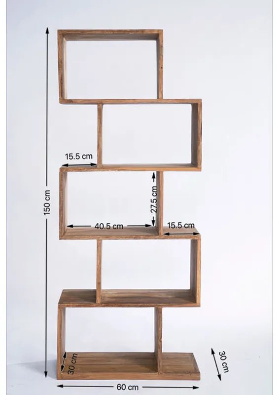 Sheeshamhout Wandkast Zig Zag - 60x30x150cm.
