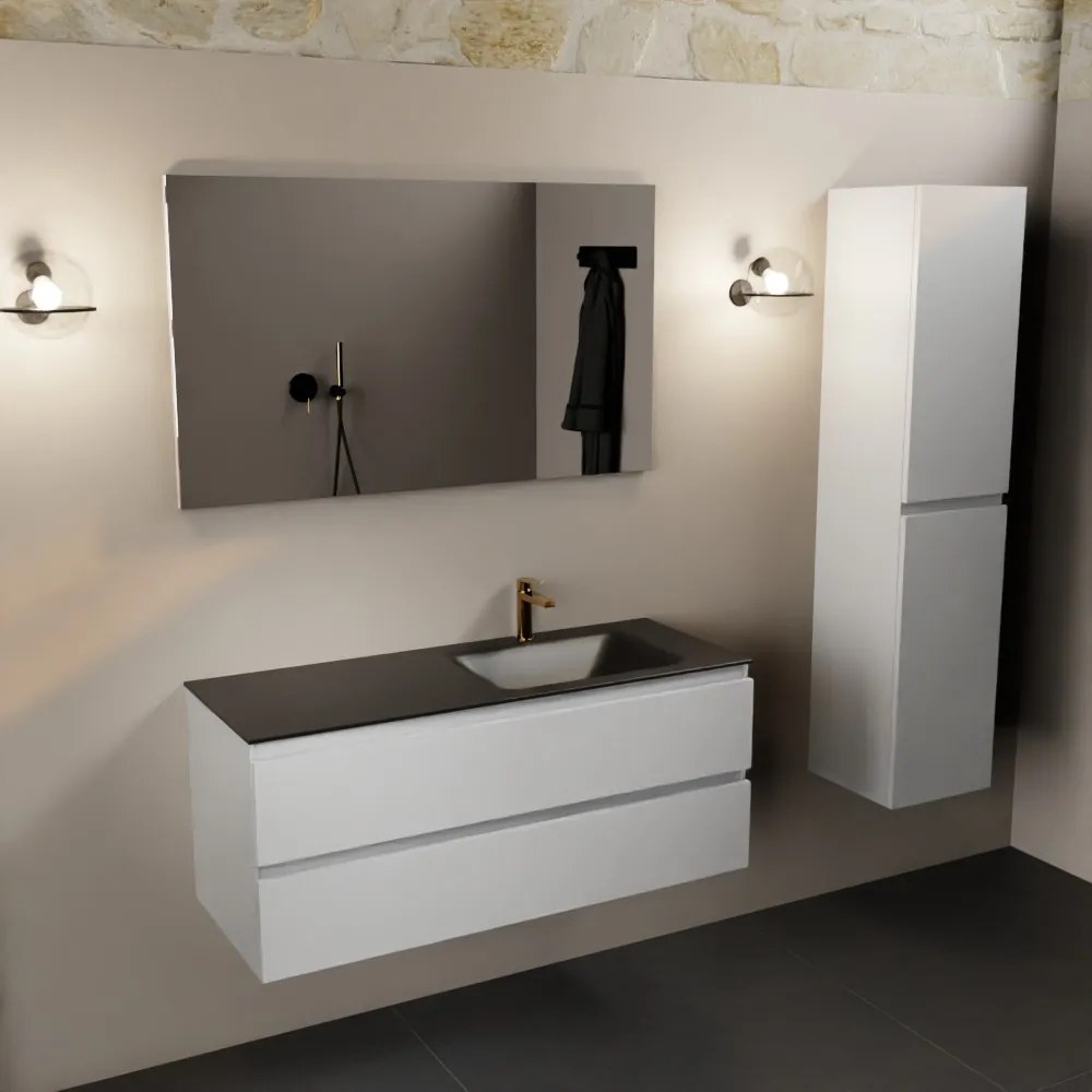 Mondiaz Aivy badmeubel 120cm talc met wastafel solid surface urban rechts 1 kraangat en spiegel