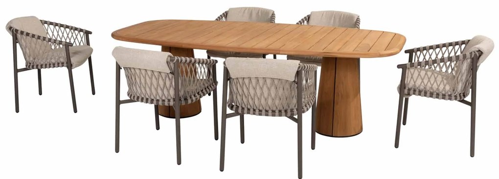Taste by 4 Seasons Capri teak tuintafel met barrelvormig blad 240 x 110 cm SALE Tuintafel houtkleur weerbestendig