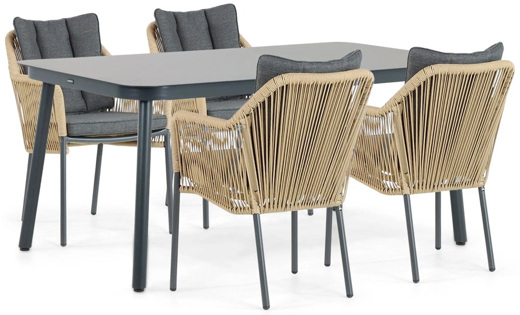 Tuinset 4 personen 160 cm Aluminium/rope Taupe Lifestyle Garden Furniture Marbella/Tavano