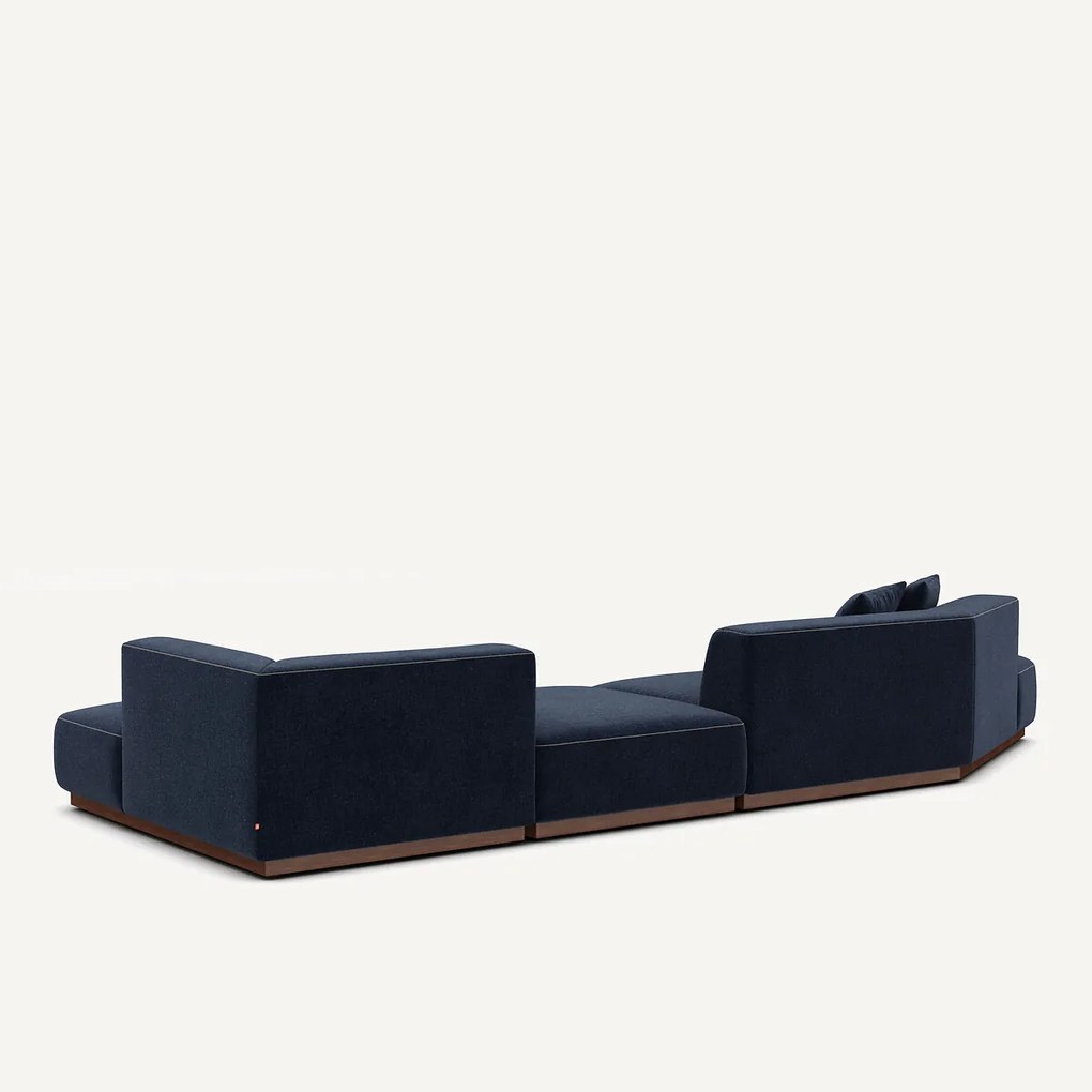 Open bank met hoek rechts met chenille fluwelen voetensteun, JACOPO