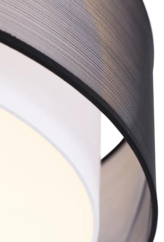 Stoffen Moderne plafonnière zwart met wit 50 cm 3-lichts - Drum Duo Modern E14 cilinder / rond Binnenverlichting Lamp