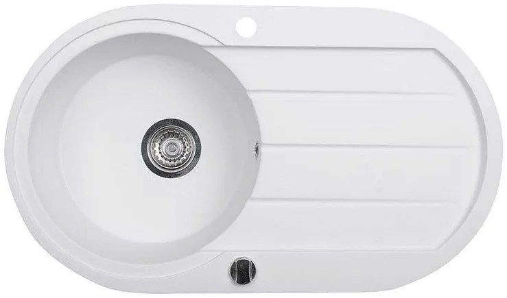 Sapho spoelbak 86x50cm met kraangat wit graniet