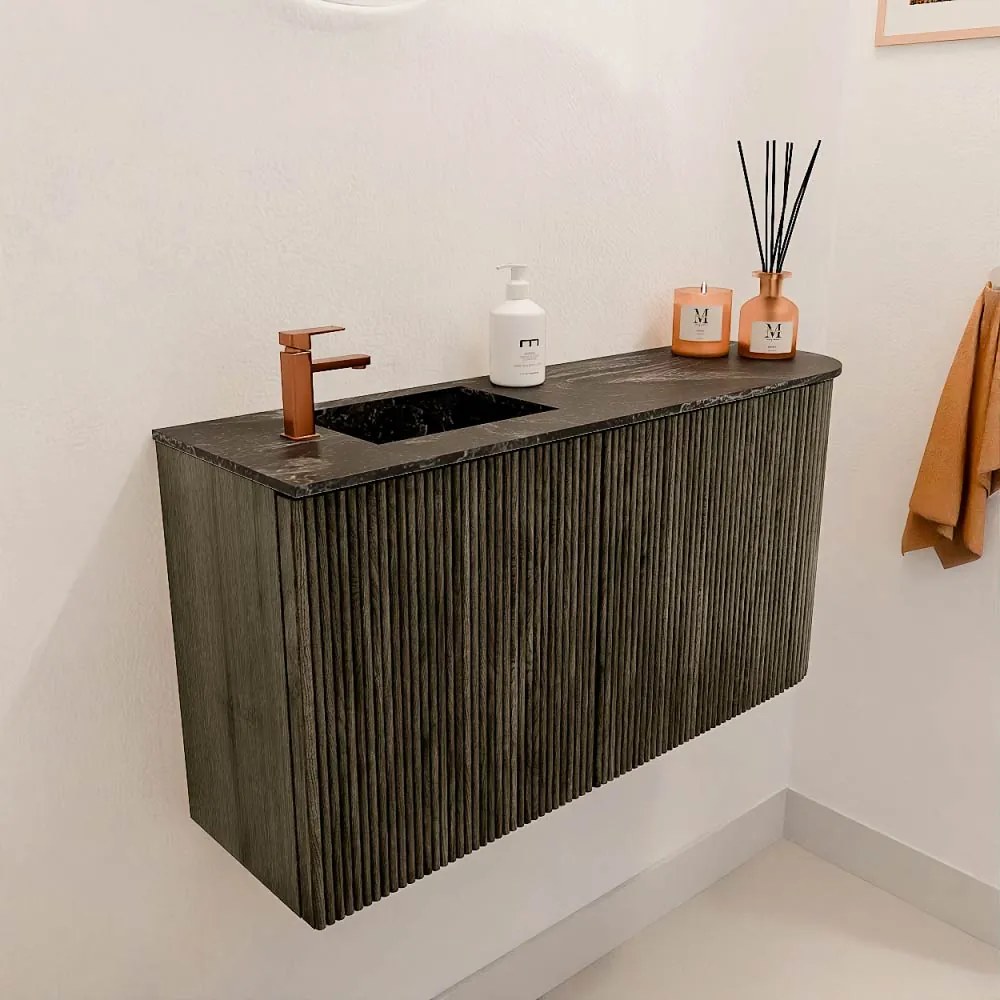 Mondiaz Joya DLux 80cm toiletmeubel ronding rechts shadow met wastafel faye links 1 kraangat lava