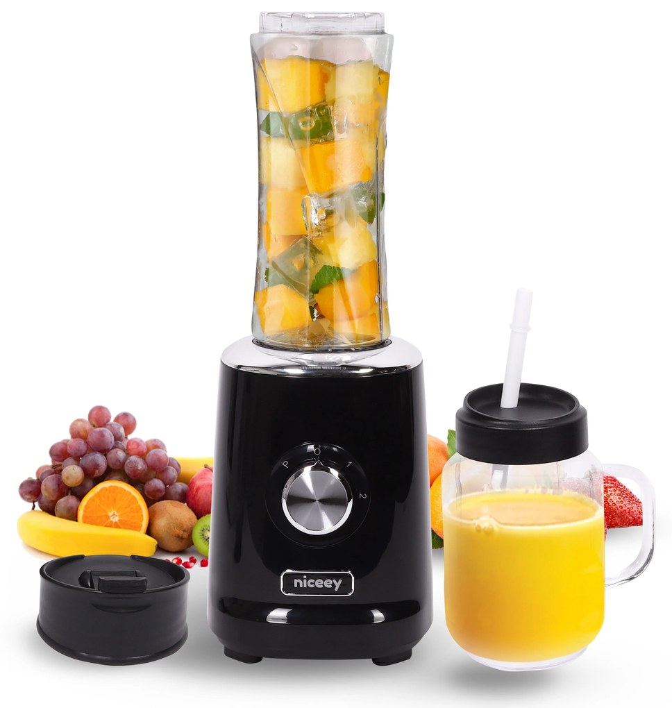 Niceey Mini Blender - Smoothie Maker - 500W - Zwart