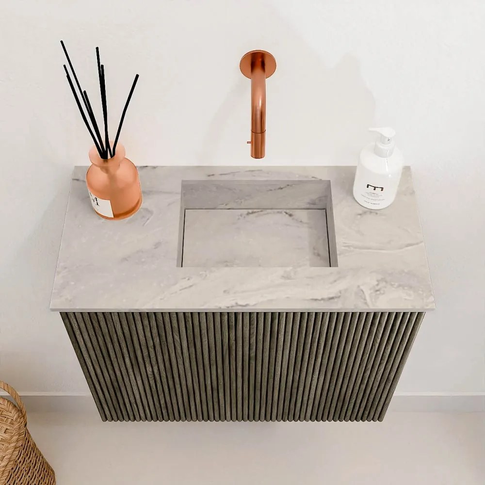 Mondiaz Joya DLux 50cm toiletmeubel shadow met wastafel faye rechts zonder kraangat glace