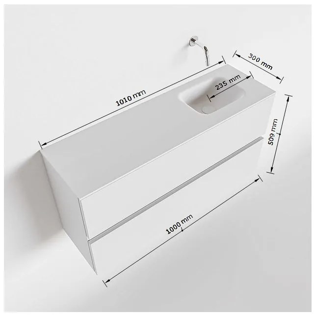 Mondiaz Ada 100cm toiletmeubel urban met wastafel urban rechts 1 kraangat