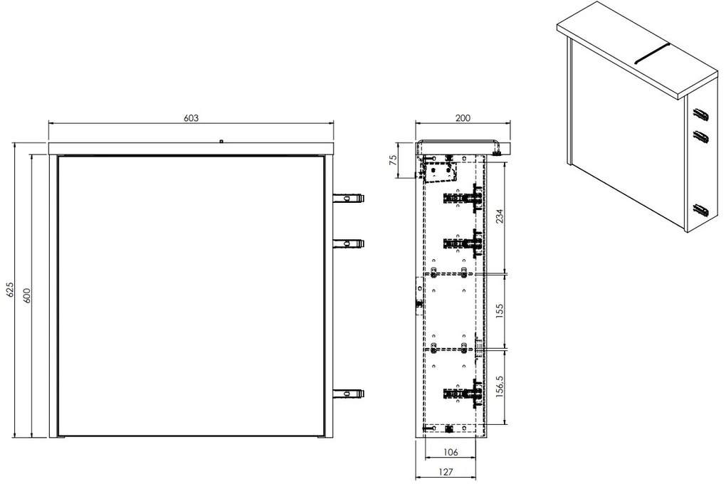 Fontana Grado spiegelkast met verlichting 60cm 1 deur walnoot