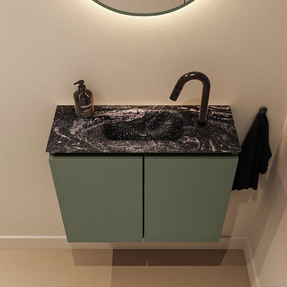 Mondiaz Ture DLux toiletmeubel 60cm army met wastafel lava midden met kraangat