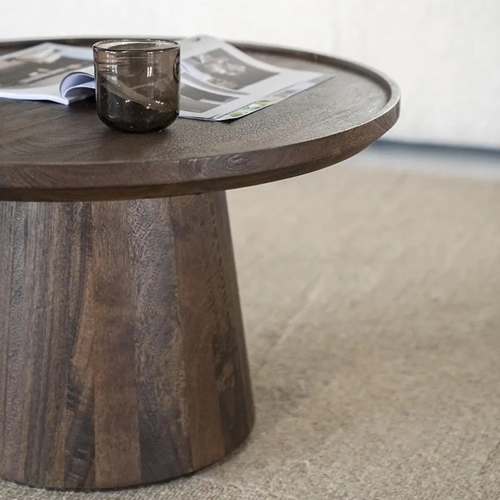 Ronde Salontafel Mangohout 65 Cm - 65 X 65cm.