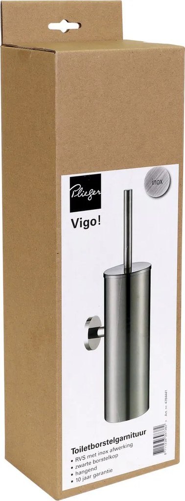 Plieger Vigo toiletborstel met deksel geborsteld chroom
