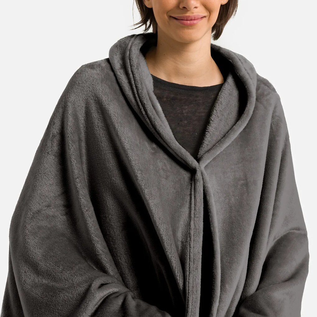 Fleece plaid met mouwen, recycled polyester, Javi