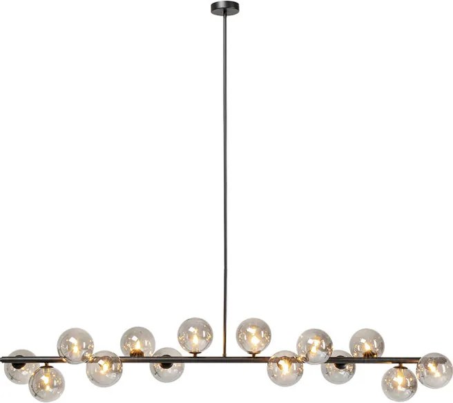 Brede Hanglamp Met Glazen Bollen Zwart
