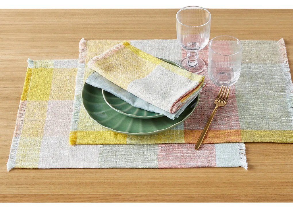 Set van 2 placemats in geverfd/geweven katoen, Formia