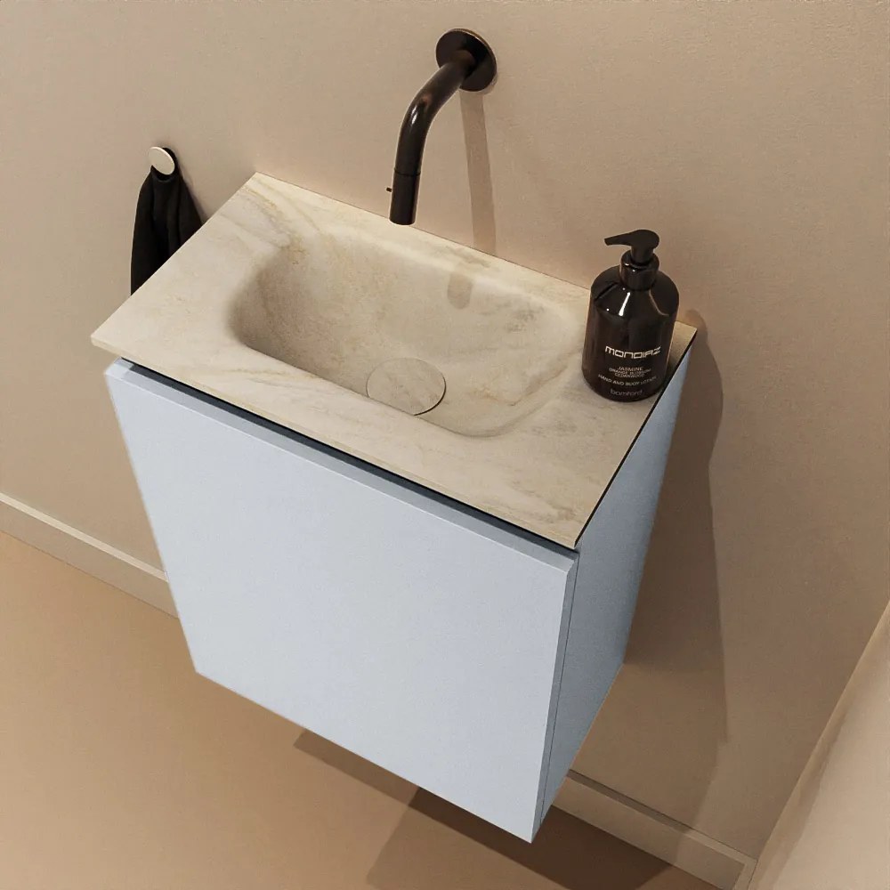 Mondiaz Ture DLux toiletmeubel 40cm clay met wastafel ostra midden zonder kraangat