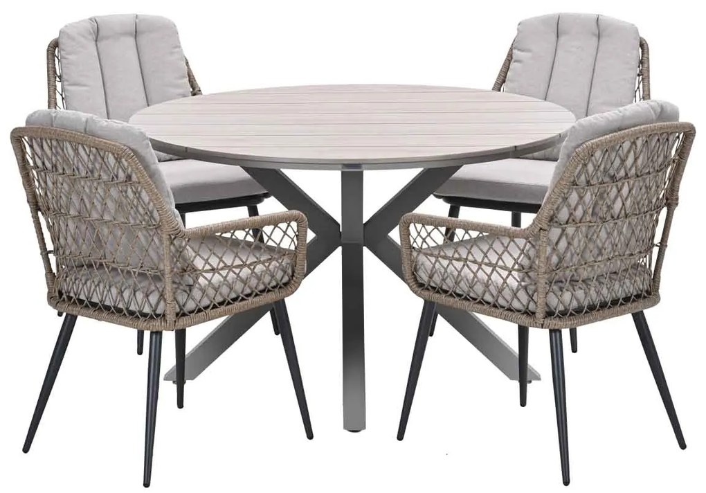 Garden Impressions Kalibo tuinset 5-delig - Tulli tuintafel Ø122x75 cm light teak vironwood
