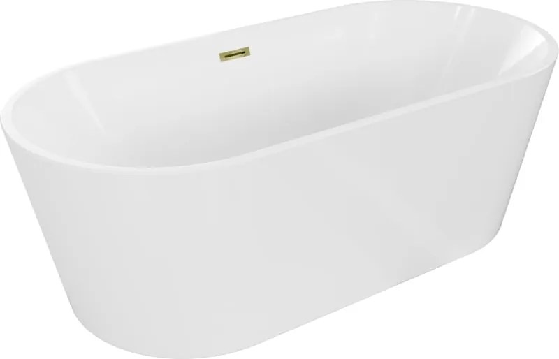Mexen Luna vrijstaande badkuip 140 x 75 cm, wit, gouden overloop - 52031407500-50