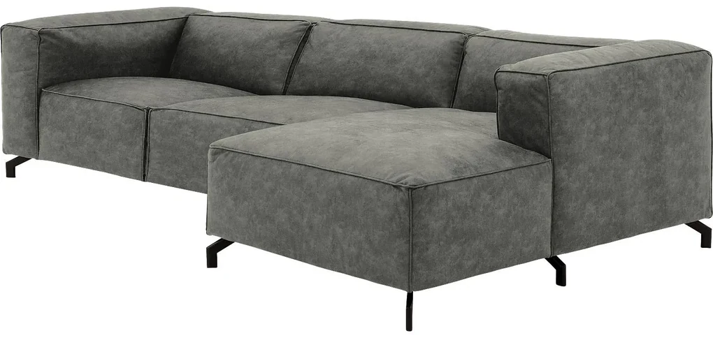 Goossens Bank Calvin grijs, micro leer, 3,5-zits, modern design