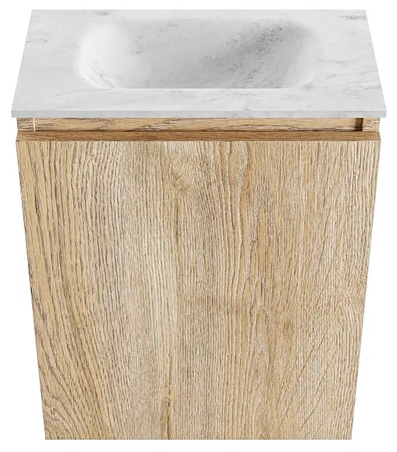 Mondiaz Ture DLux toiletmeubel 40cm washed oak met wastafel opalo midden zonder kraangat