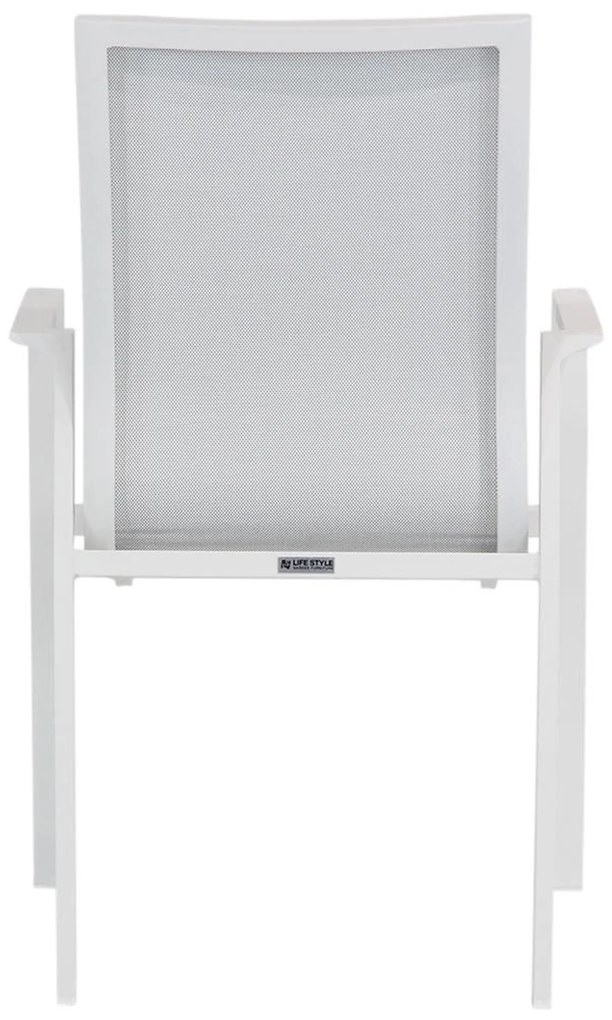 Tuinset Ronde Tuintafel 6 personen 160 cm Aluminium/textileen Wit Lifestyle Garden Furniture Ultimate/Wellington
