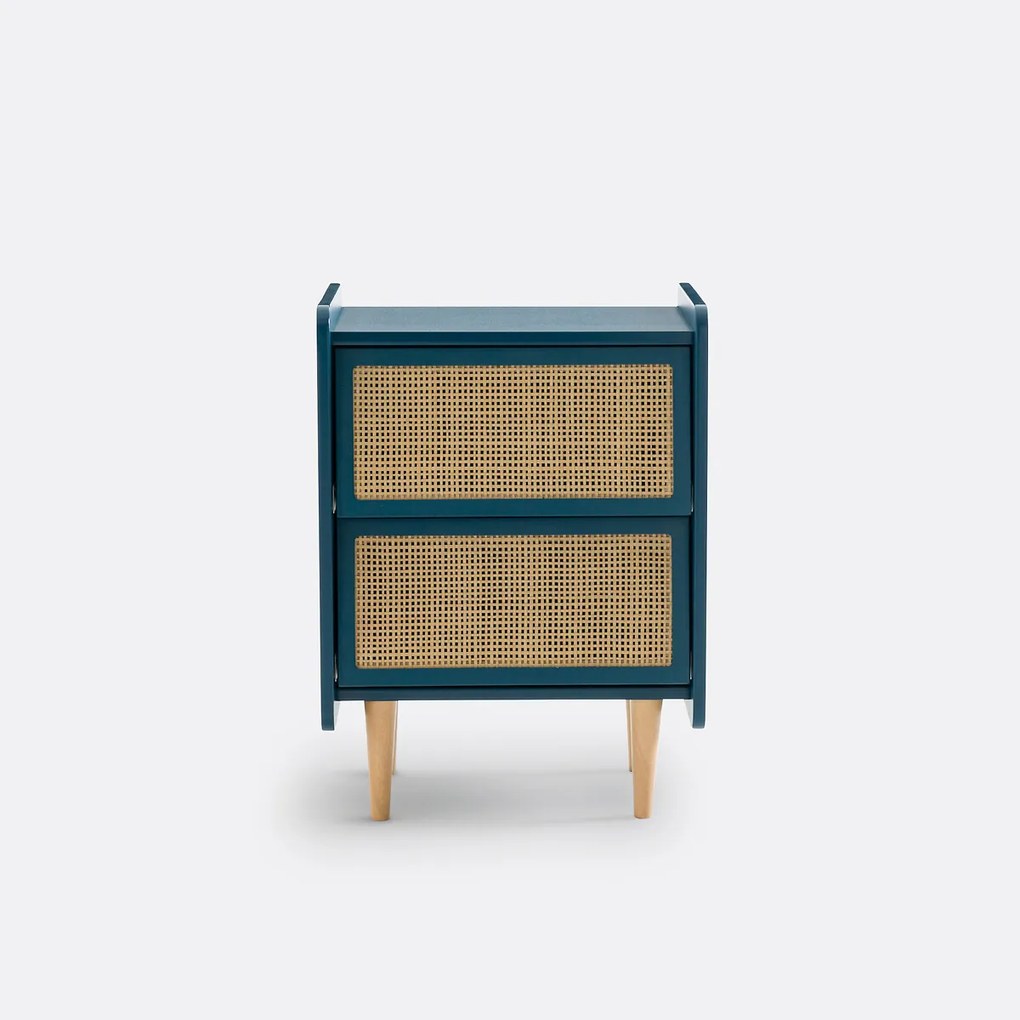 Nachtkastje van riet met 2 laden, Kaya