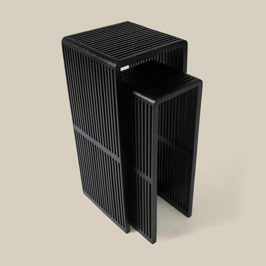 Zuilen Set Teak Latjes Zwart
