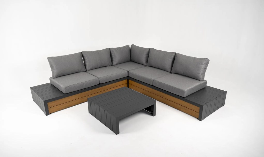 DATHO OUTDOOR Hoek Loungeset - Ibiza - Aluminium - Zwart Lichtgrijs - Datho Outdoor