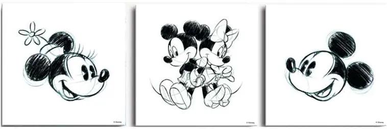 Graham & Brown canvas Mickey & Minnie - wit - 3-delig - 30x30 cm - Leen Bakker