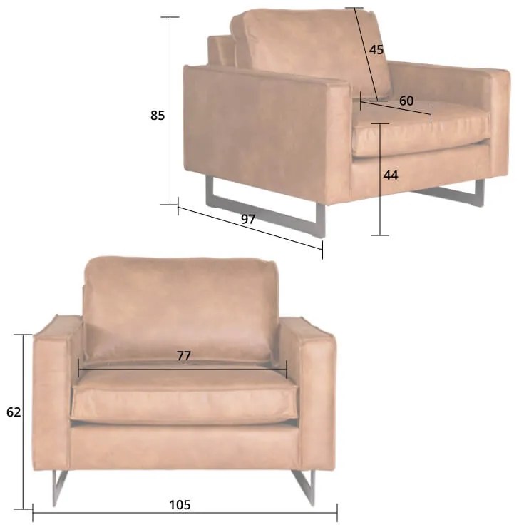 Loveseat - Riverdance - leer Colorado antraciet 01