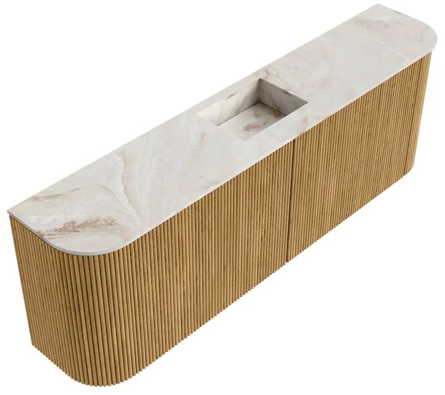 Mondiaz Joya DLux 125cm toiletmeubel ronding links/rechts oak met wastafel faye midden 1 kraangat frappe