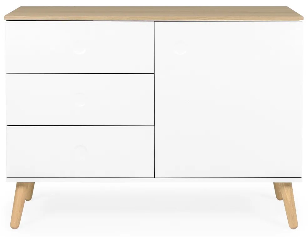 Tenzo Dot Wit Dressoir Met Eiken Blad - 109x43x79cm.