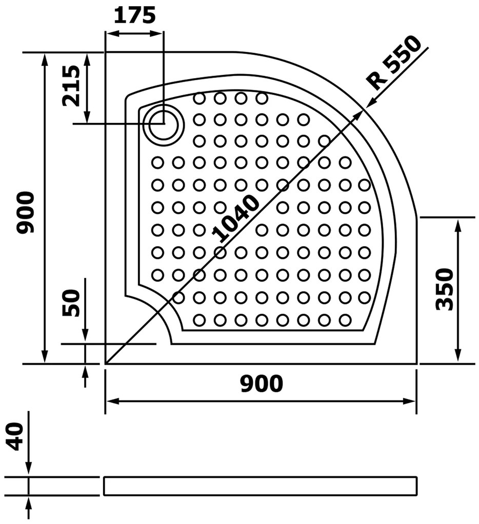 Gelco Viva kwartronde douchebak 90x90cm wit