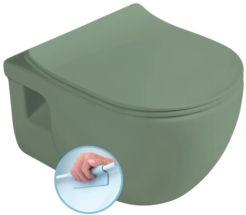 Sapho Brilla randloos toilet met zitting 36.5x53cm groen mat