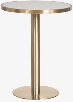 Ronde Barkruk Ø60 Cm In Xiren Gres Wit - Geborsteld Goud - Sklum