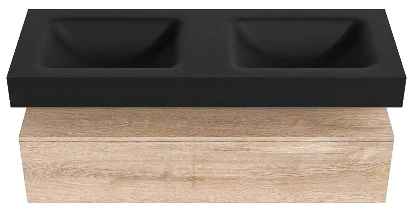 Zaro Alan badmeubel 130cm washed oak 1 lade met vrijhangende wastafel cloud dubbel zonder kraangat urban