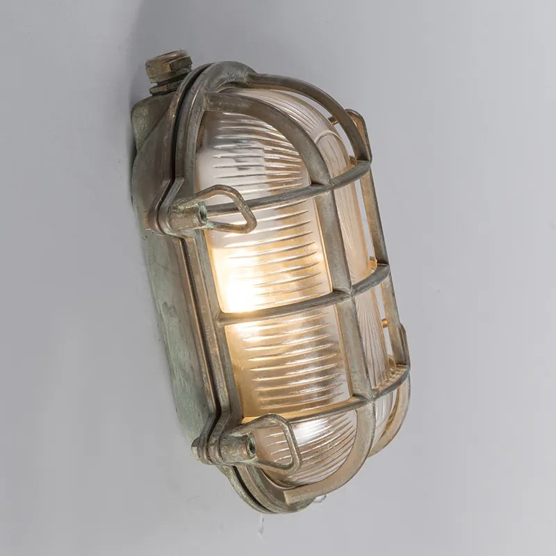 Buitenlamp Retro wandlamp bruin 23 cm IP44 - Nautica 1 ovaal Landelijk / Rustiek, Retro E27 IP44 Buitenverlichting