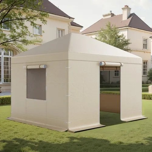 VEVOR Winter Gazebo Cover, 3,09x3,69 m, Vervangende Cover met Zijwanden en Gaasvensters, PE Materiaal, Gesloten Opslagbeschermingshoezen, Gazebo's Niet Inbegrepen
