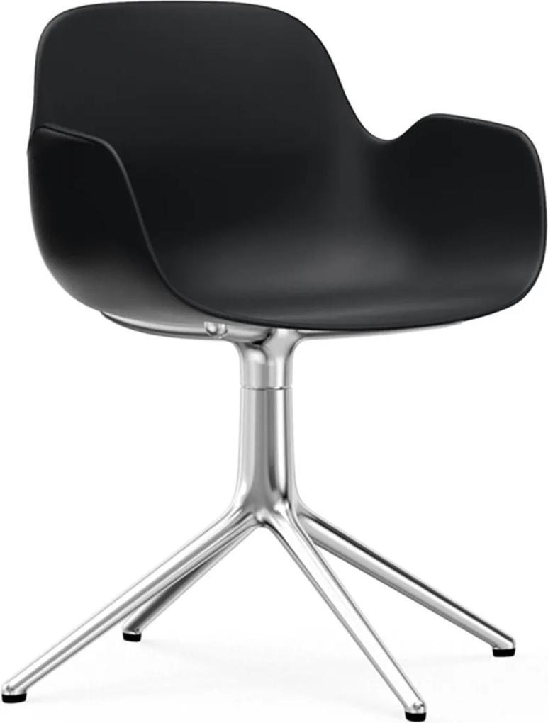Normann Copenhagen Form Armchair Swivel stoel met aluminium onderstel zwart