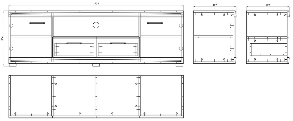 Televisiekast (TV) SIMPLE D2SZ2 EIKEN AMBACHT GOUD/WIT GLANS