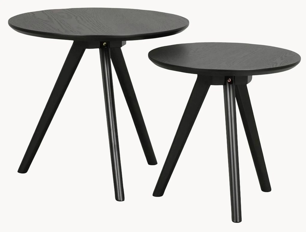 Ronde houten bijzettafels Yumi, 2-delig