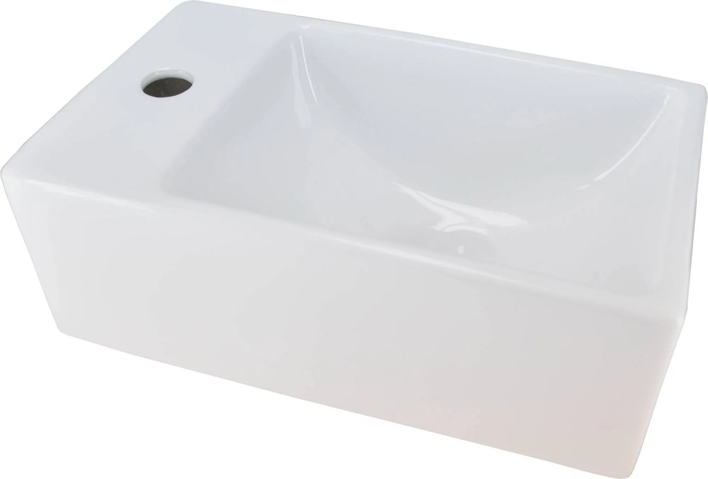 Saqu Fontein 1 kraangat Links 30,5x18x11 cm Wit