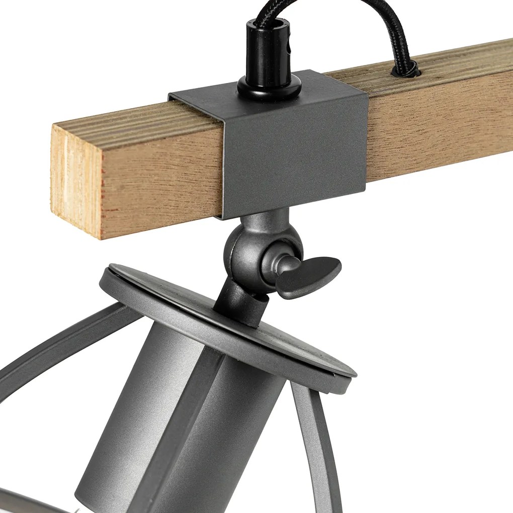 Smart wandlamp donkergrijs met hout verstelbaar incl. Wifi A60 - Arthur